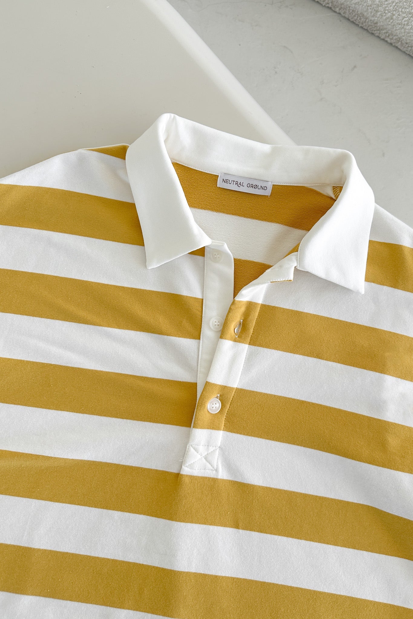 Abigail Oversized Striped Polo Shirt - Neutral Ground