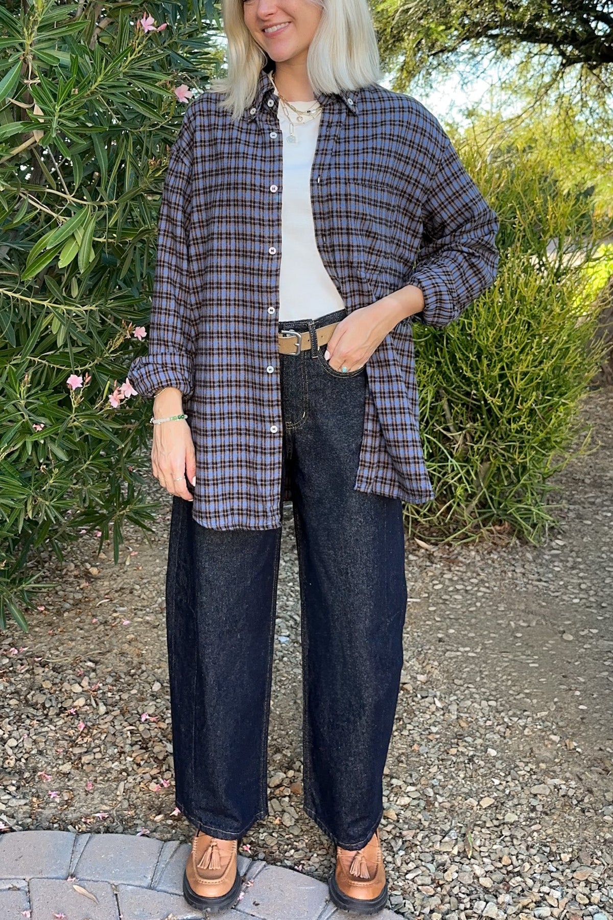 After Dark High Rise Cotton Barrel Jeans - Neutral Ground