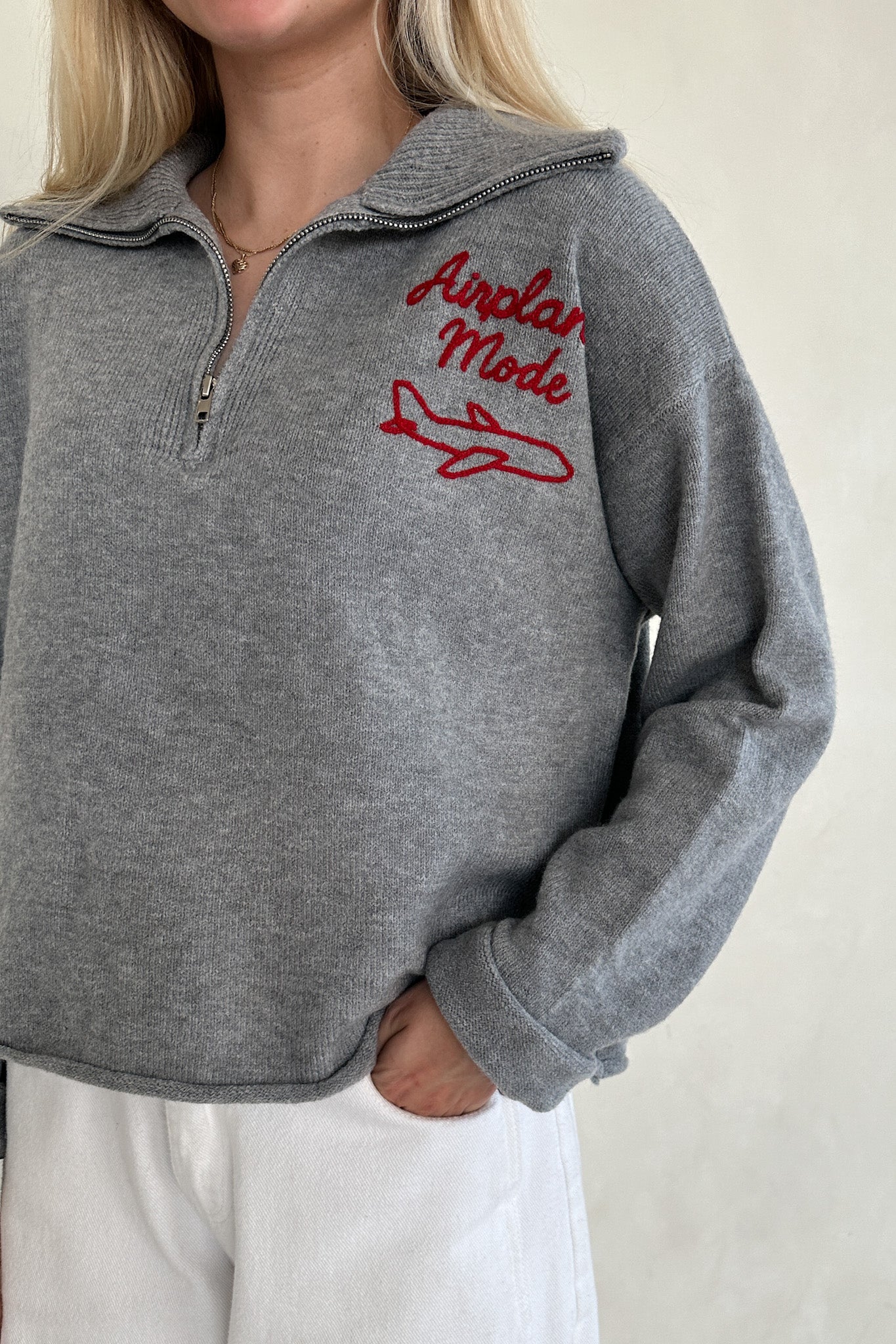 Airplane Mode Soft Half Zip Sweater - Neutral Ground