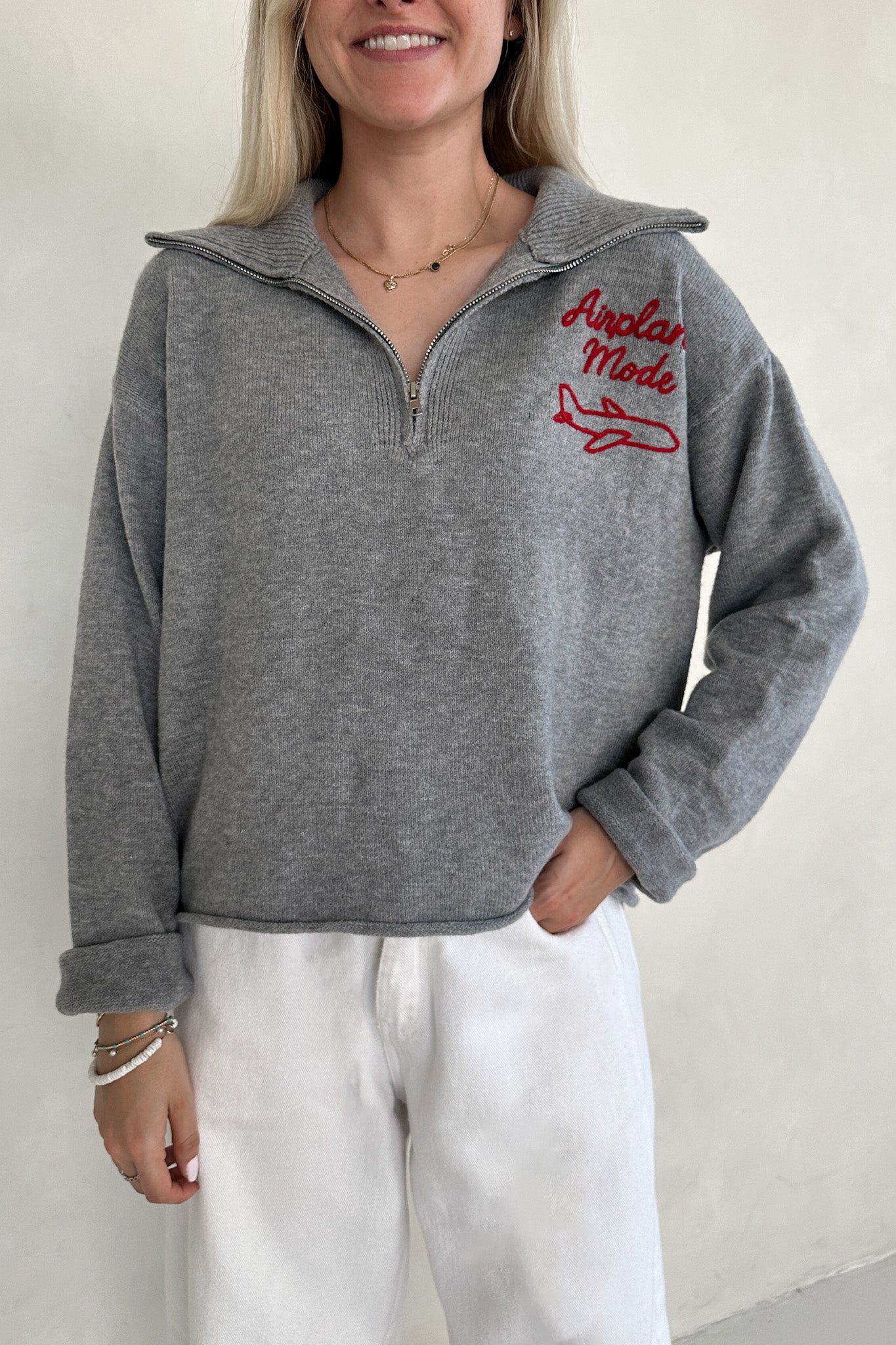 Airplane Mode Soft Half Zip Sweater l Neutral Ground