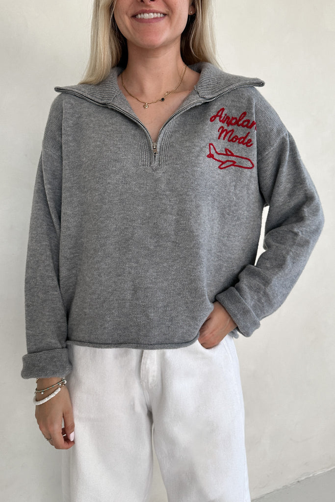Airplane Mode Soft Half Zip Sweater - Neutral Ground