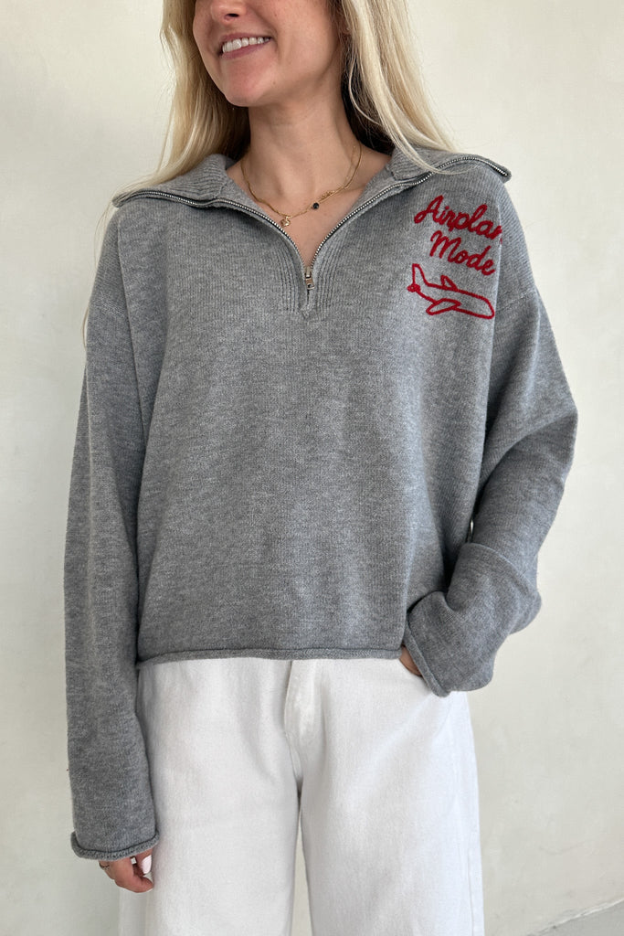 Airplane Mode Soft Half Zip Sweater - Neutral Ground