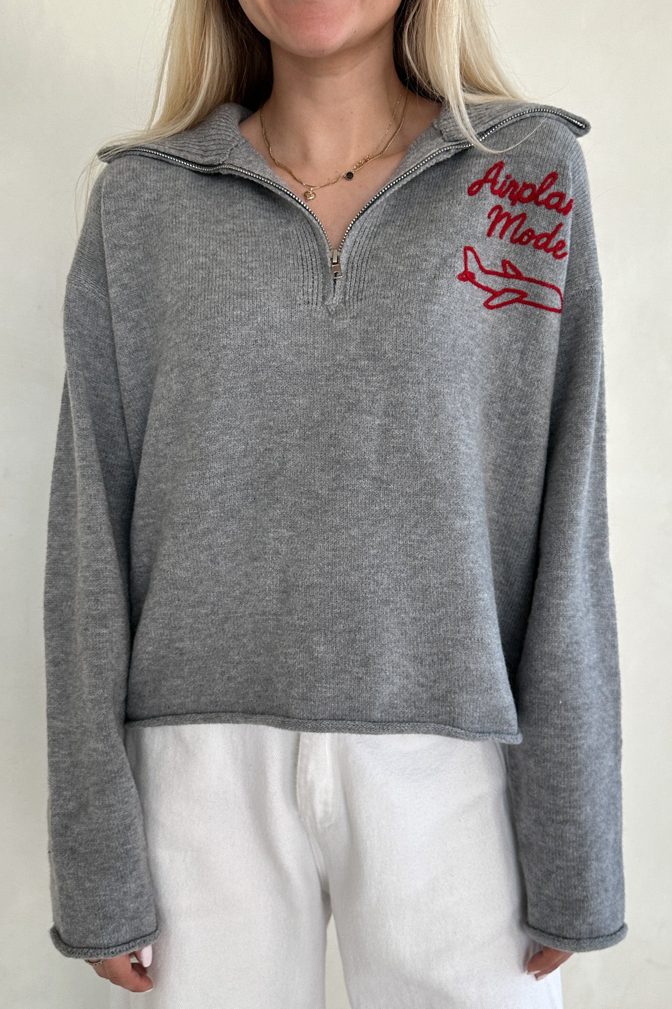 Airplane Mode Soft Half Zip Sweater - Neutral Ground