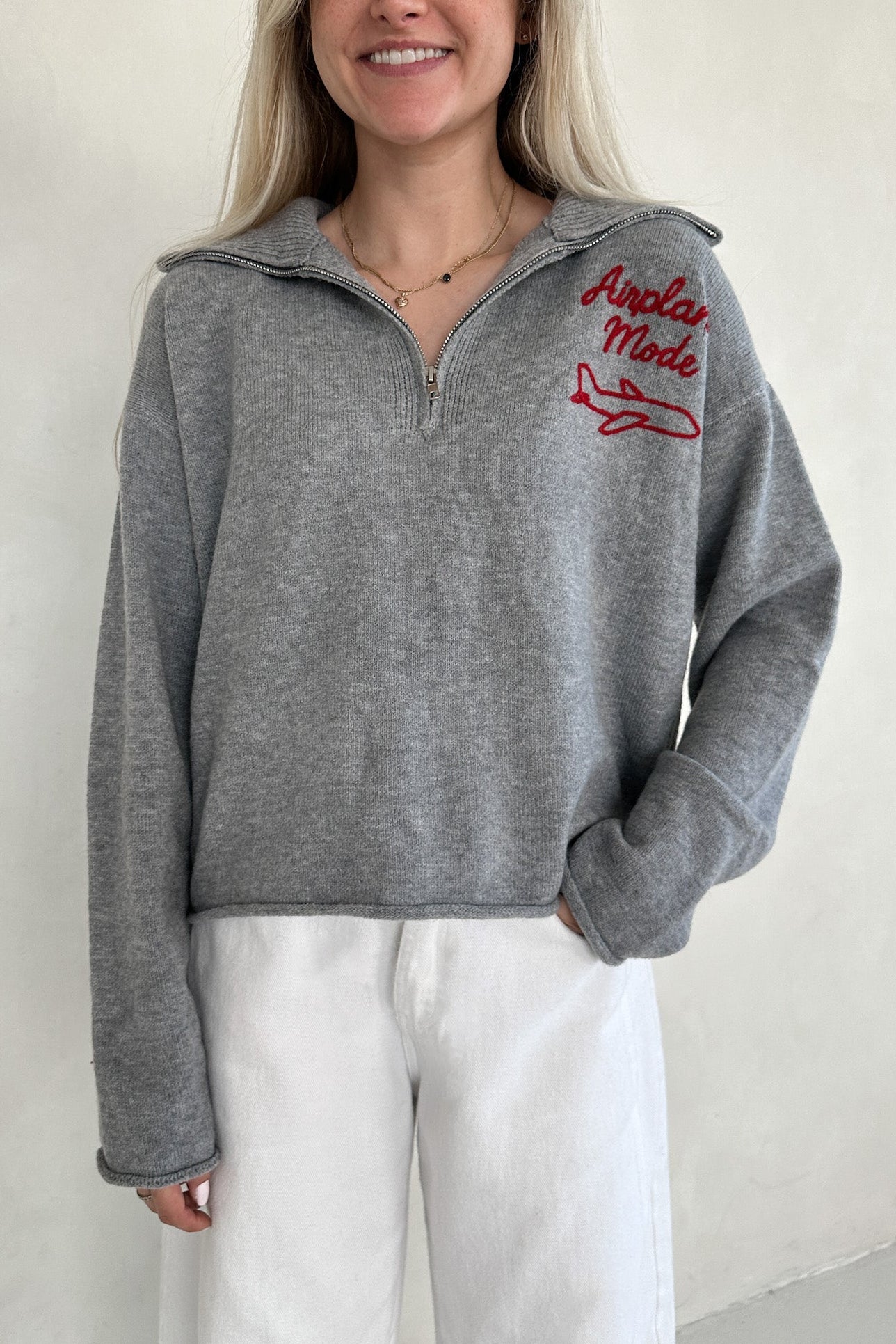 Airplane Mode Soft Half Zip Sweater - Neutral Ground