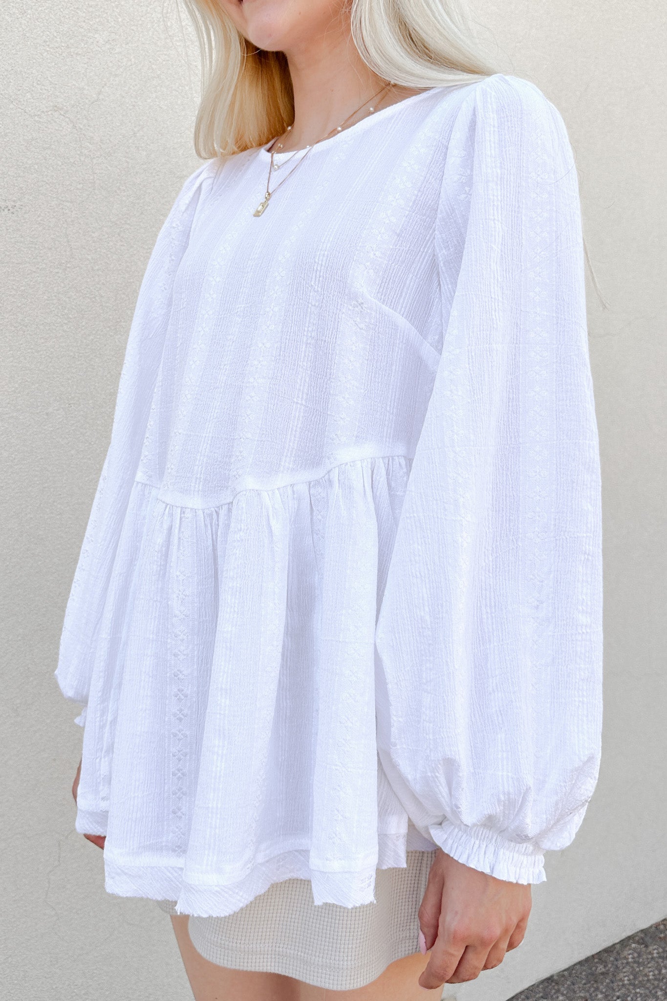 Alina Woven Embroidered Blouse - Neutral Ground