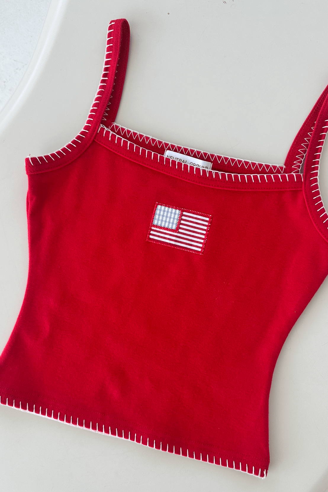 All-American Stitch Tank Top in Red - Neutral Ground