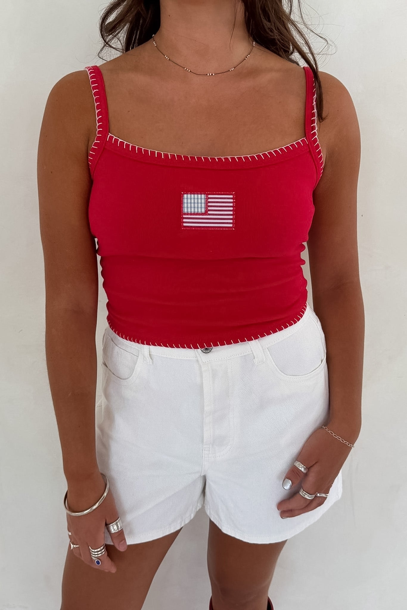All-American Stitch Tank Top in Red - Neutral Ground