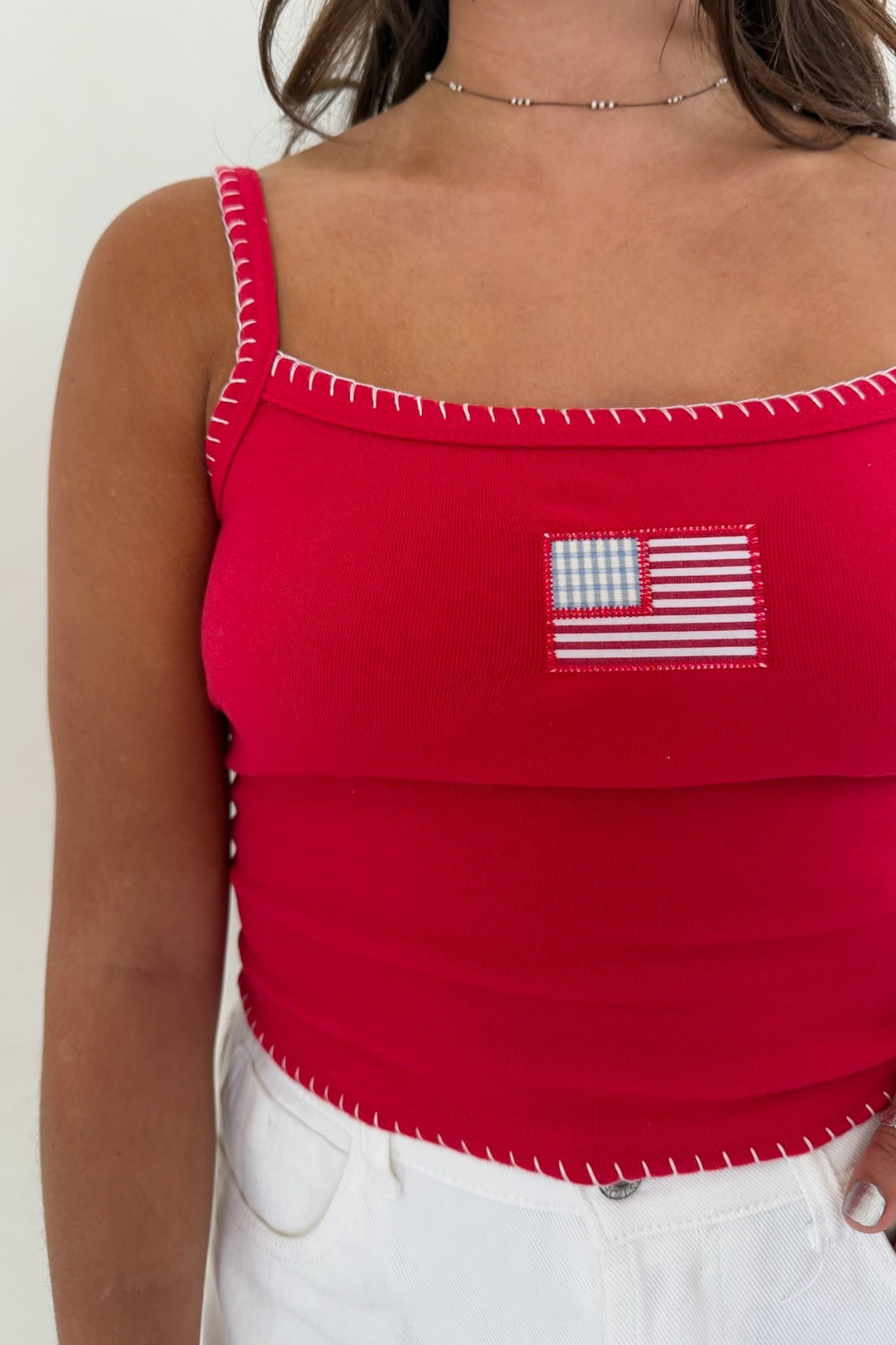 All-American Stitch Tank Top in Red - Neutral Ground