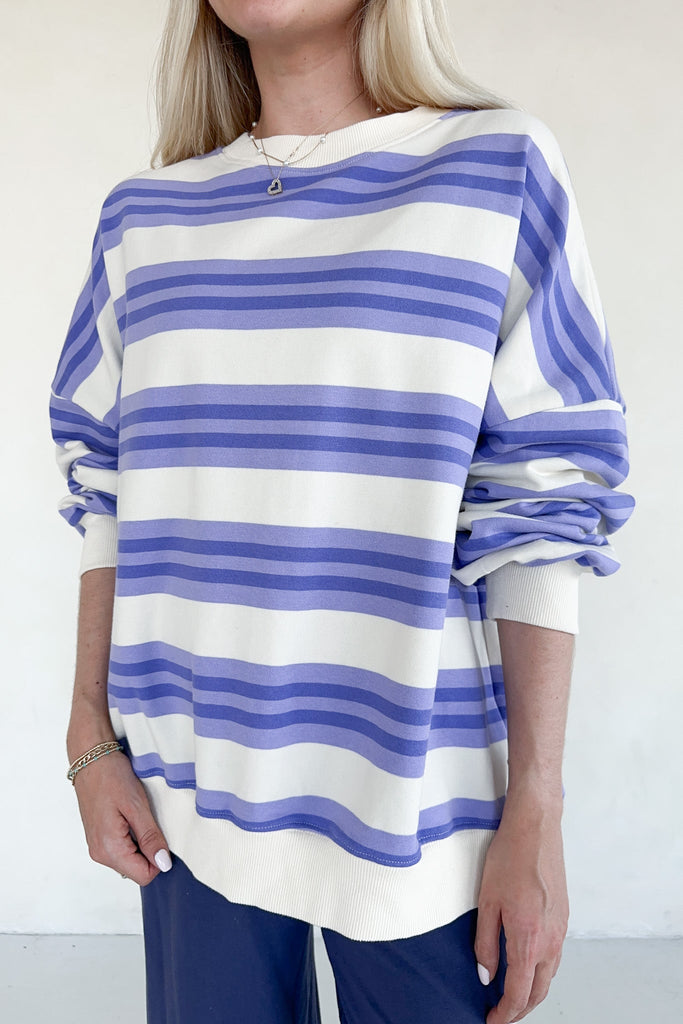 All Too Well Striped Terry Oversized Sweatshirt - Neutral Ground