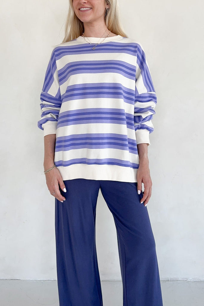 All Too Well Striped Terry Oversized Sweatshirt - Neutral Ground