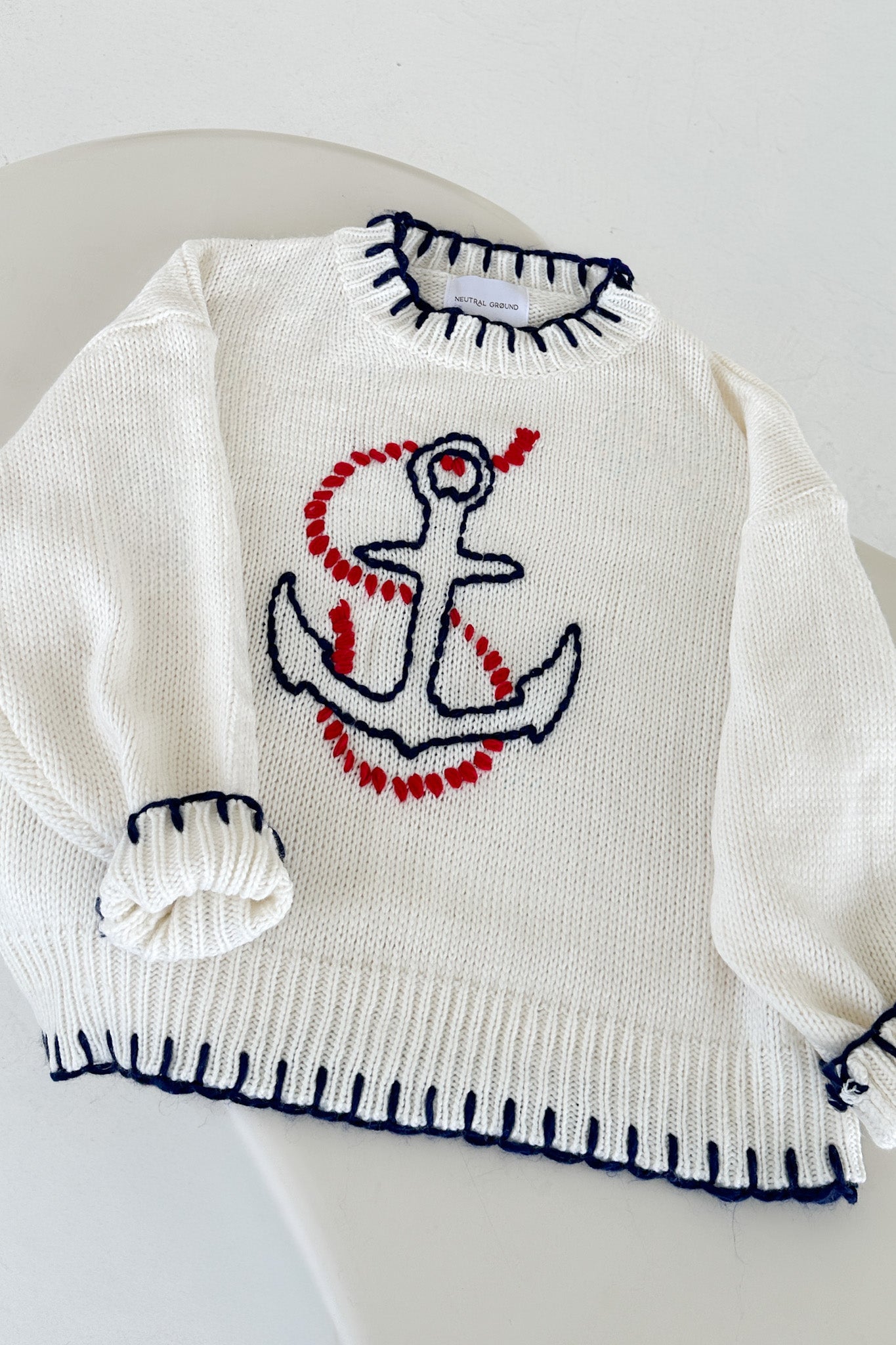 Anchors Away Lightweight Stitched Sweater - Neutral Ground