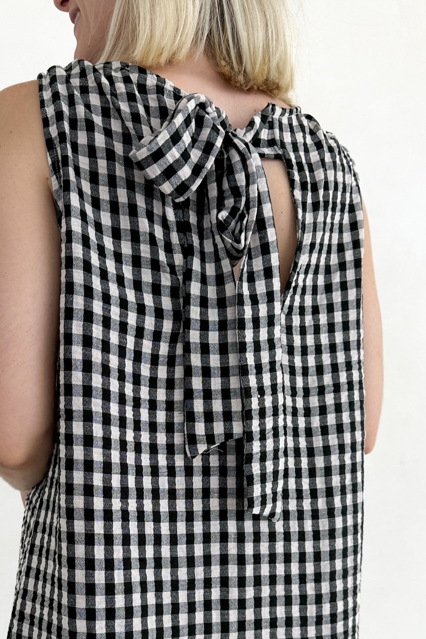 Annie 100% Cotton Gingham Dress in Black - Neutral Ground