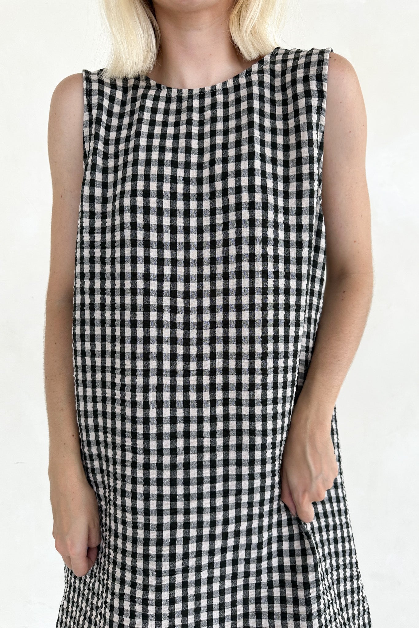 Annie 100% Cotton Gingham Dress in Black - Neutral Ground