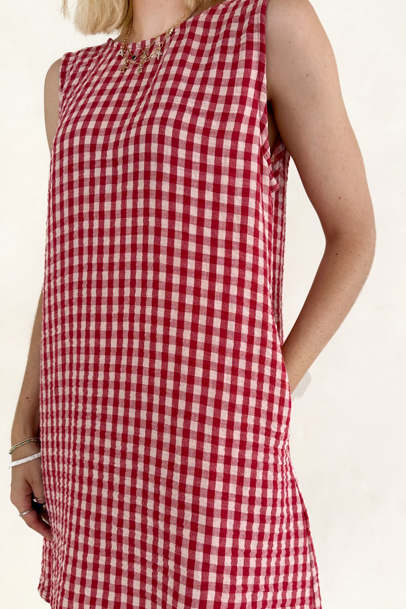 Annie 100% Cotton Gingham Dress in Red - Neutral Ground