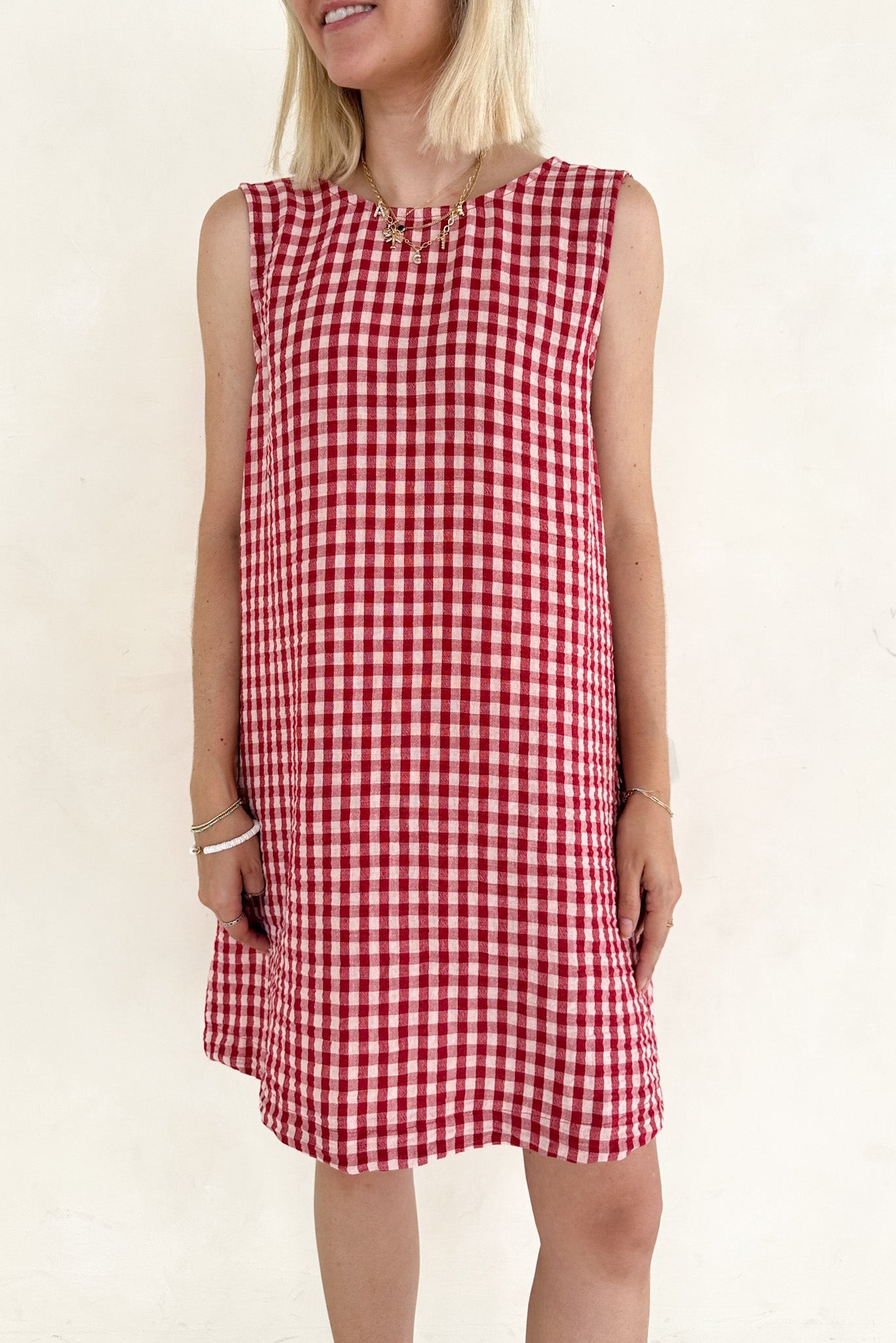 Annie 100% Cotton Gingham Dress in Red - Neutral Ground