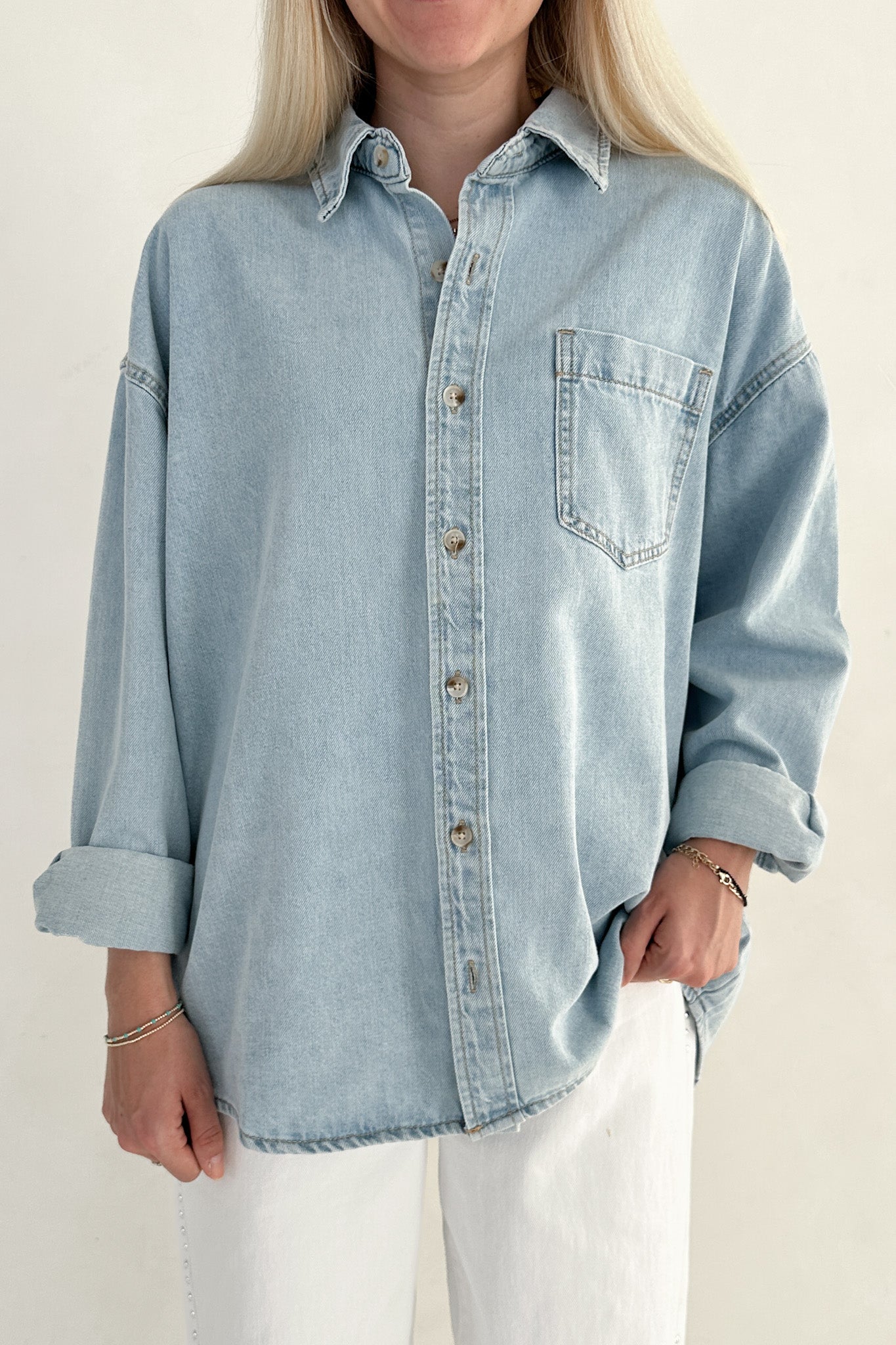 Anniston Light Wash Denim Shirt - Neutral Ground