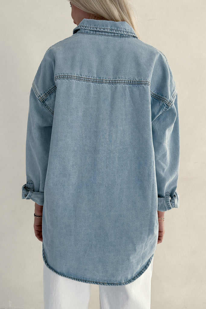 Anniston Light Wash Denim Shirt - Neutral Ground