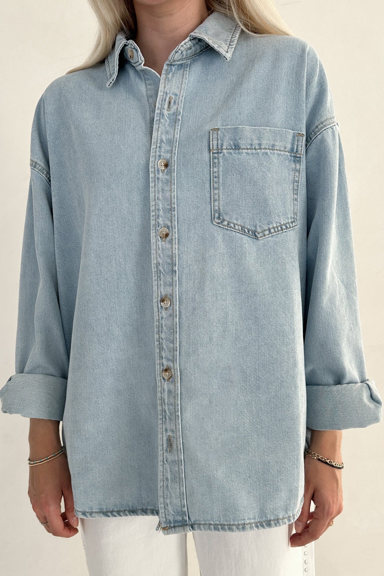 Anniston Light Wash Denim Shirt - Neutral Ground