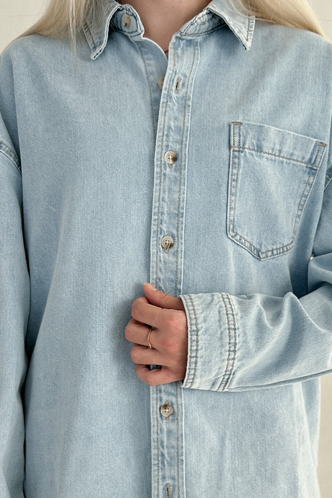 Anniston Light Wash Denim Shirt - Neutral Ground