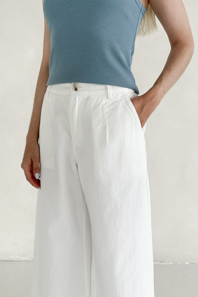 Aruba Wide Leg Cotton Pants - Neutral Ground