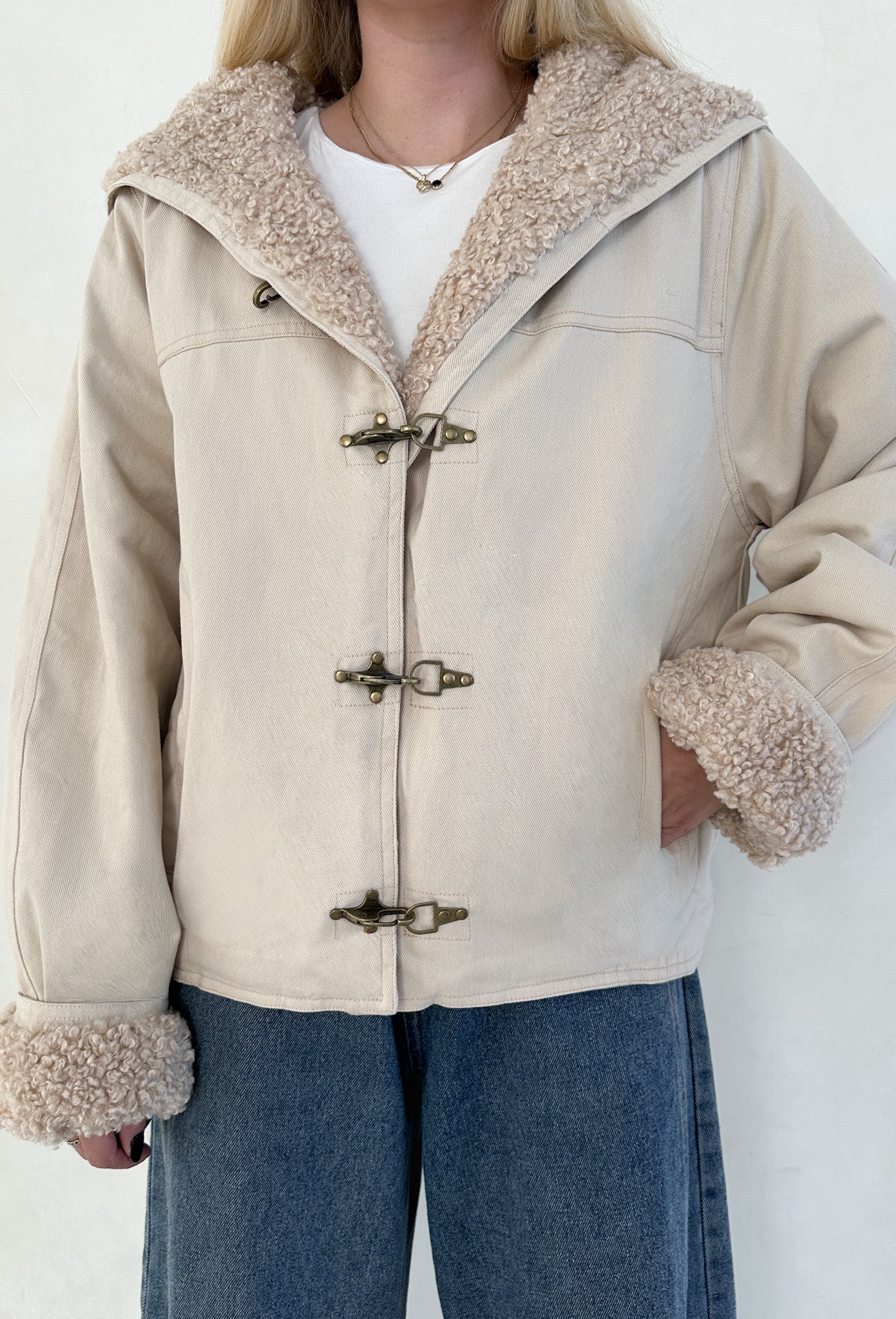 Aspen Canvas Sherpa - Lined Hooded Toggle Jacket - Neutral Ground