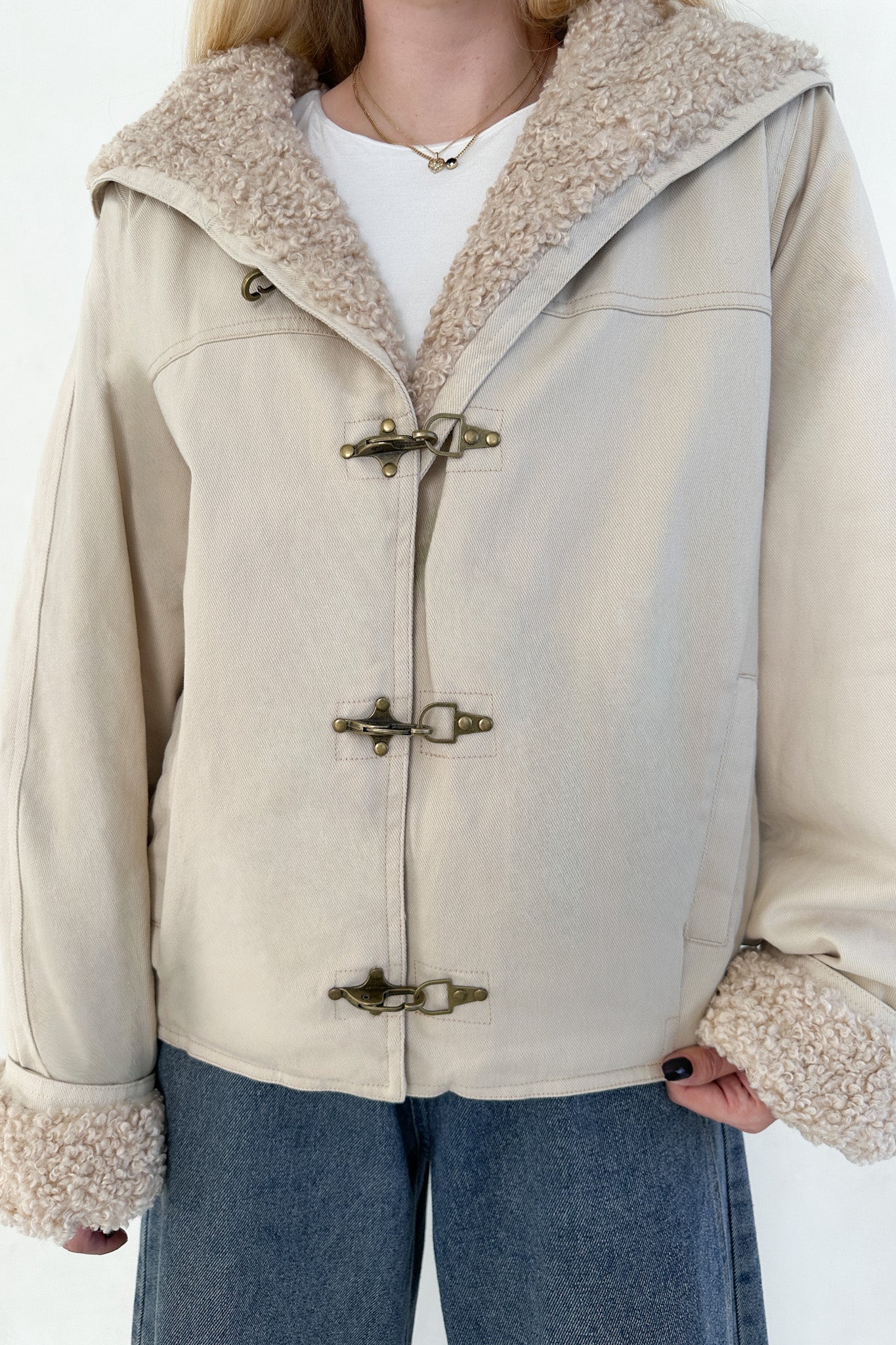 Aspen Canvas Sherpa - Lined Hooded Toggle Jacket - Neutral Ground