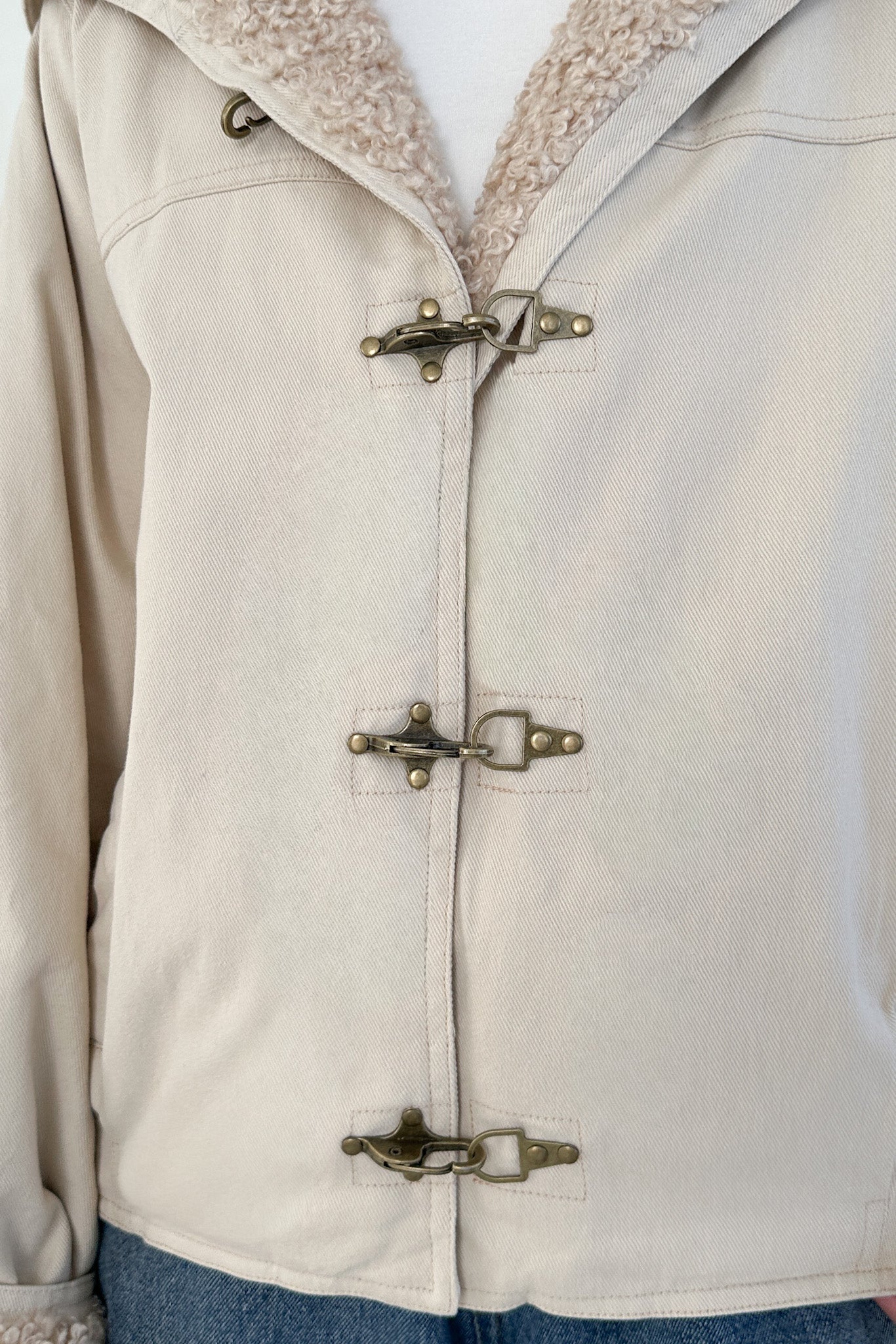 Aspen Canvas Sherpa - Lined Hooded Toggle Jacket - Neutral Ground