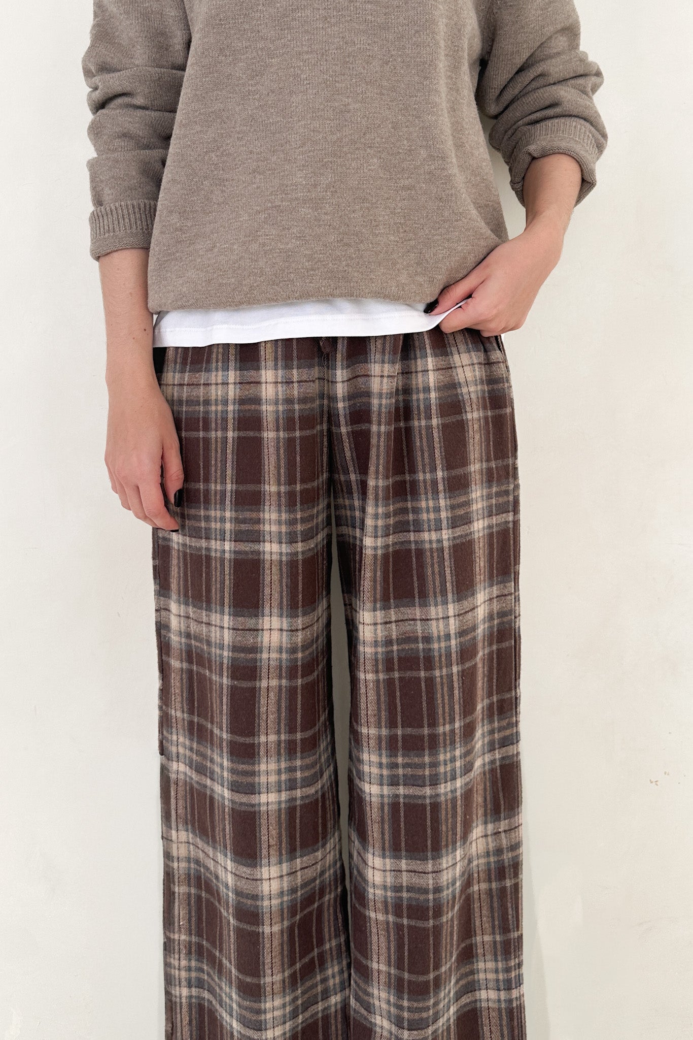 Aspen Pajama Style Pants in Mocha - Neutral Ground