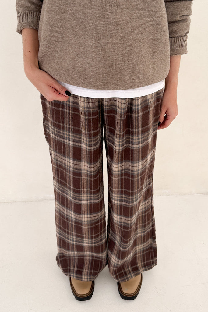 Aspen Pajama Style Pants in Mocha - Neutral Ground