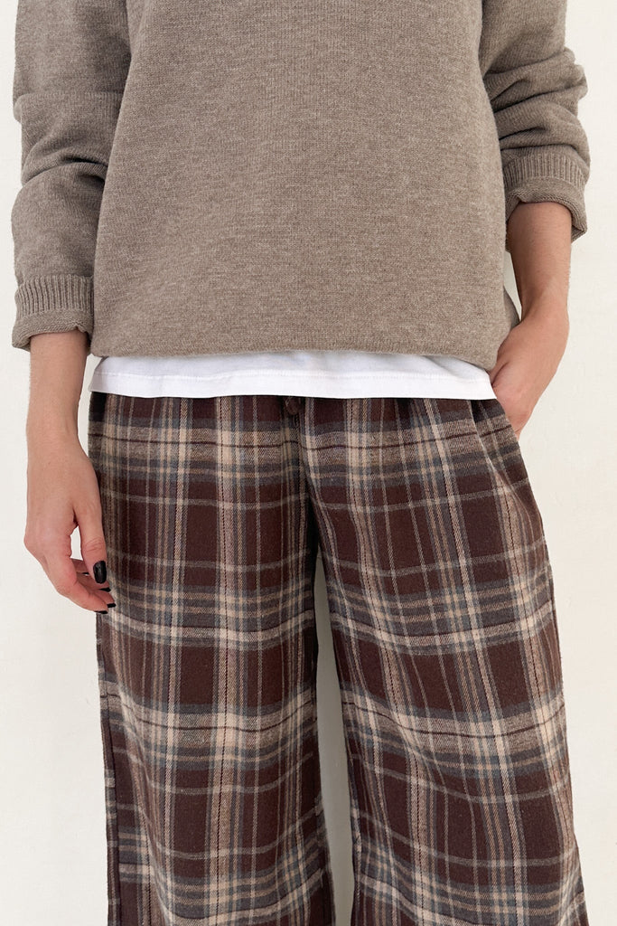 Aspen Pajama Style Pants in Mocha - Neutral Ground