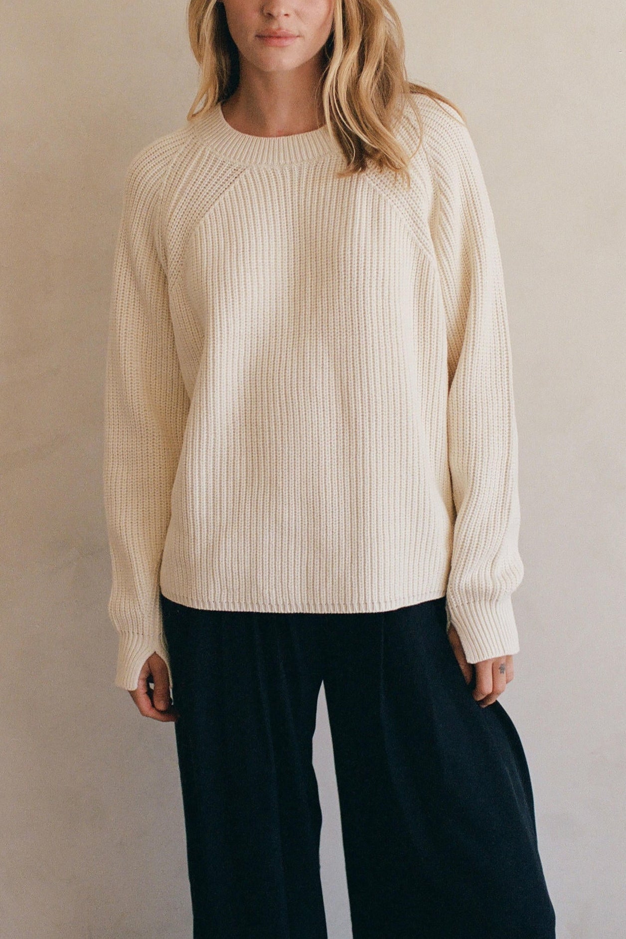 Audette Sweater Top in Light Cream - Neutral Ground