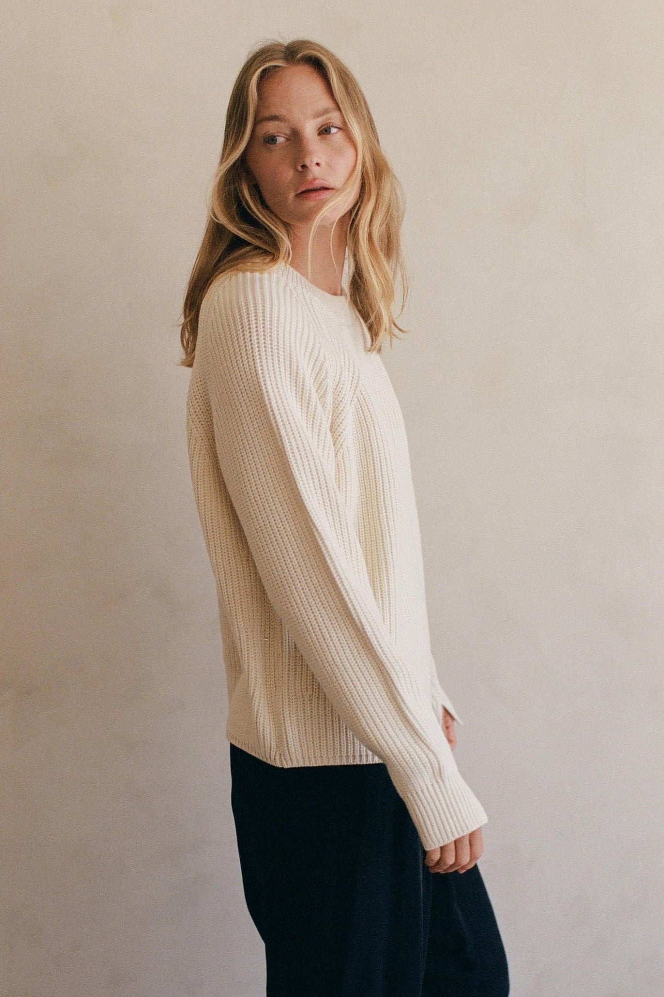 Audette Sweater Top in Light Cream - Neutral Ground