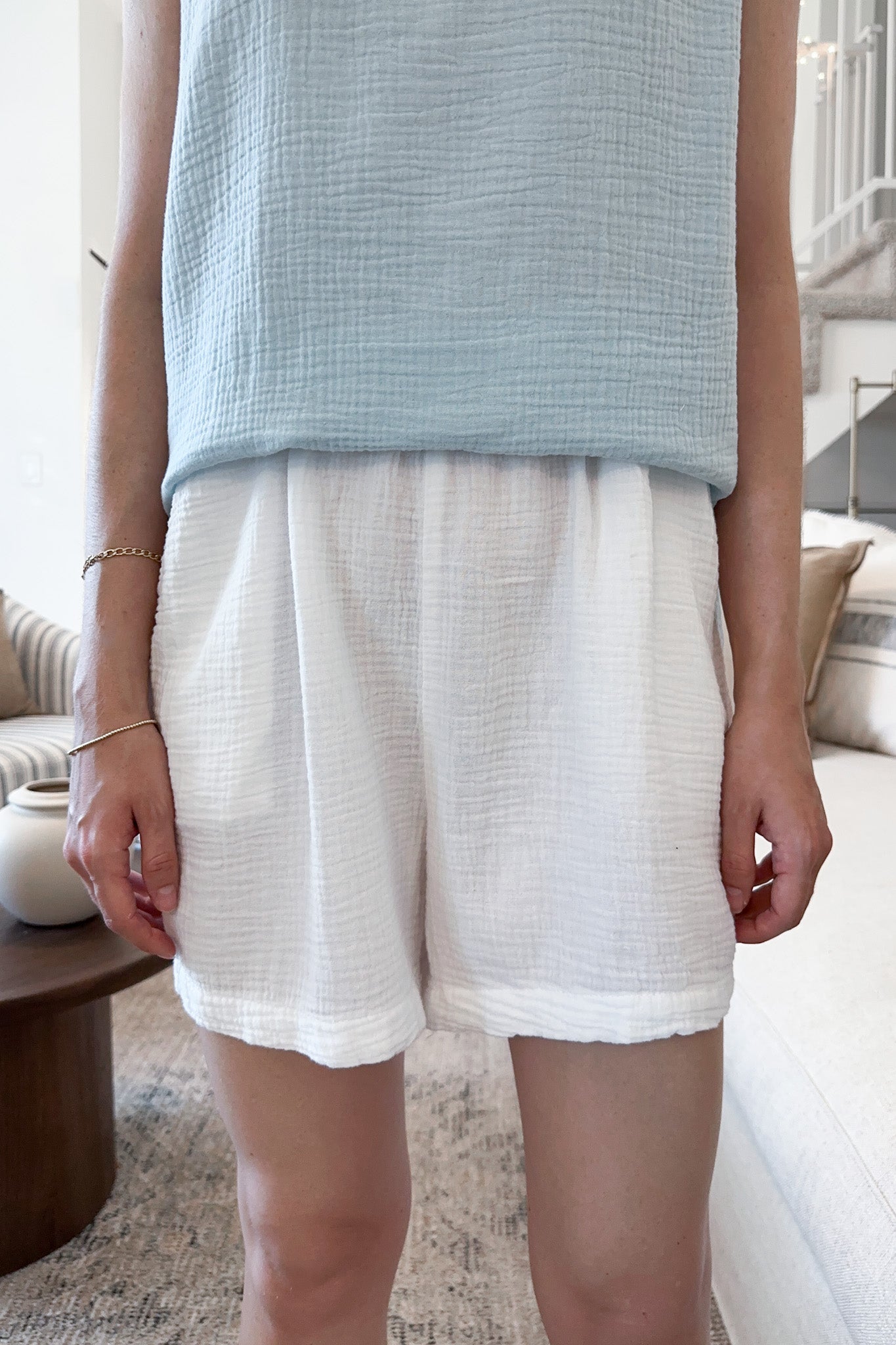 August Cotton Shorts in Coconut - Neutral Ground