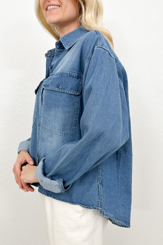 Austin Denim Button Down Shirt - Neutral Ground