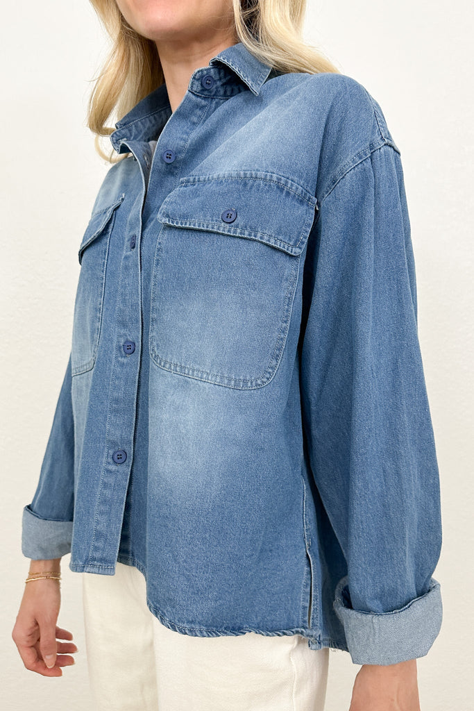 Austin Denim Button Down Shirt - Neutral Ground