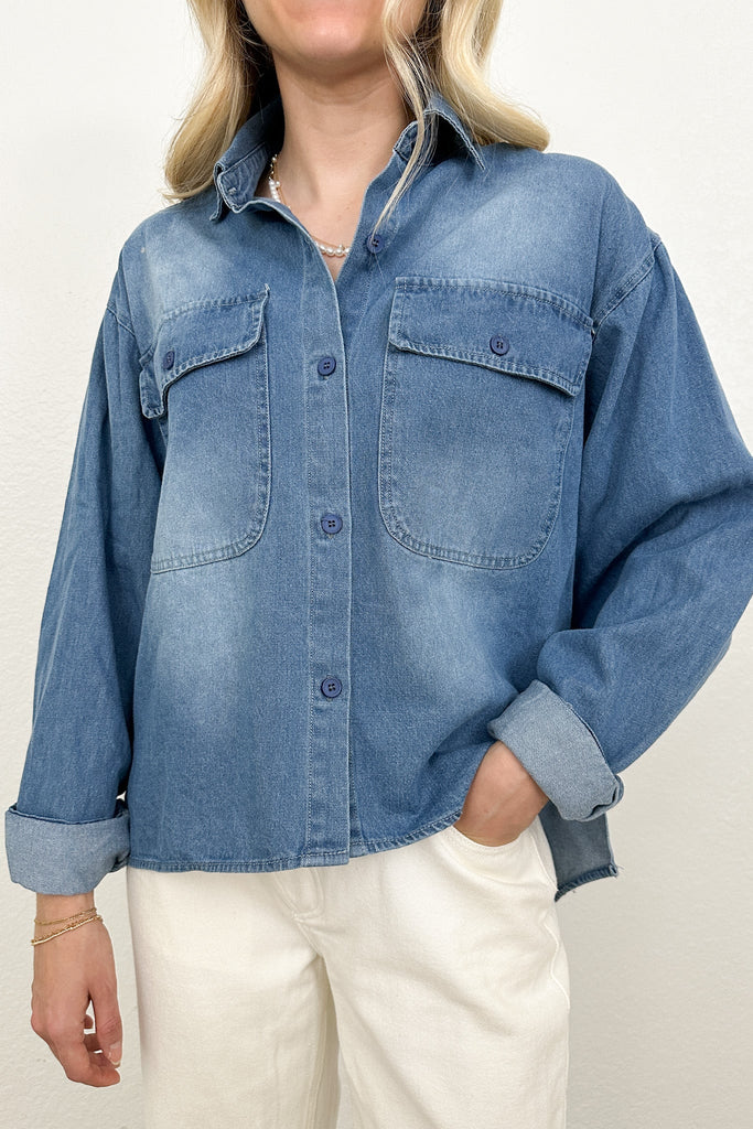 Austin Denim Button Down Shirt - Neutral Ground