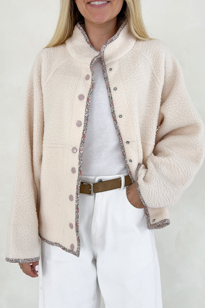 Autumn Cozy Mock Neck Sherpa Fleece Jacket - Neutral Ground