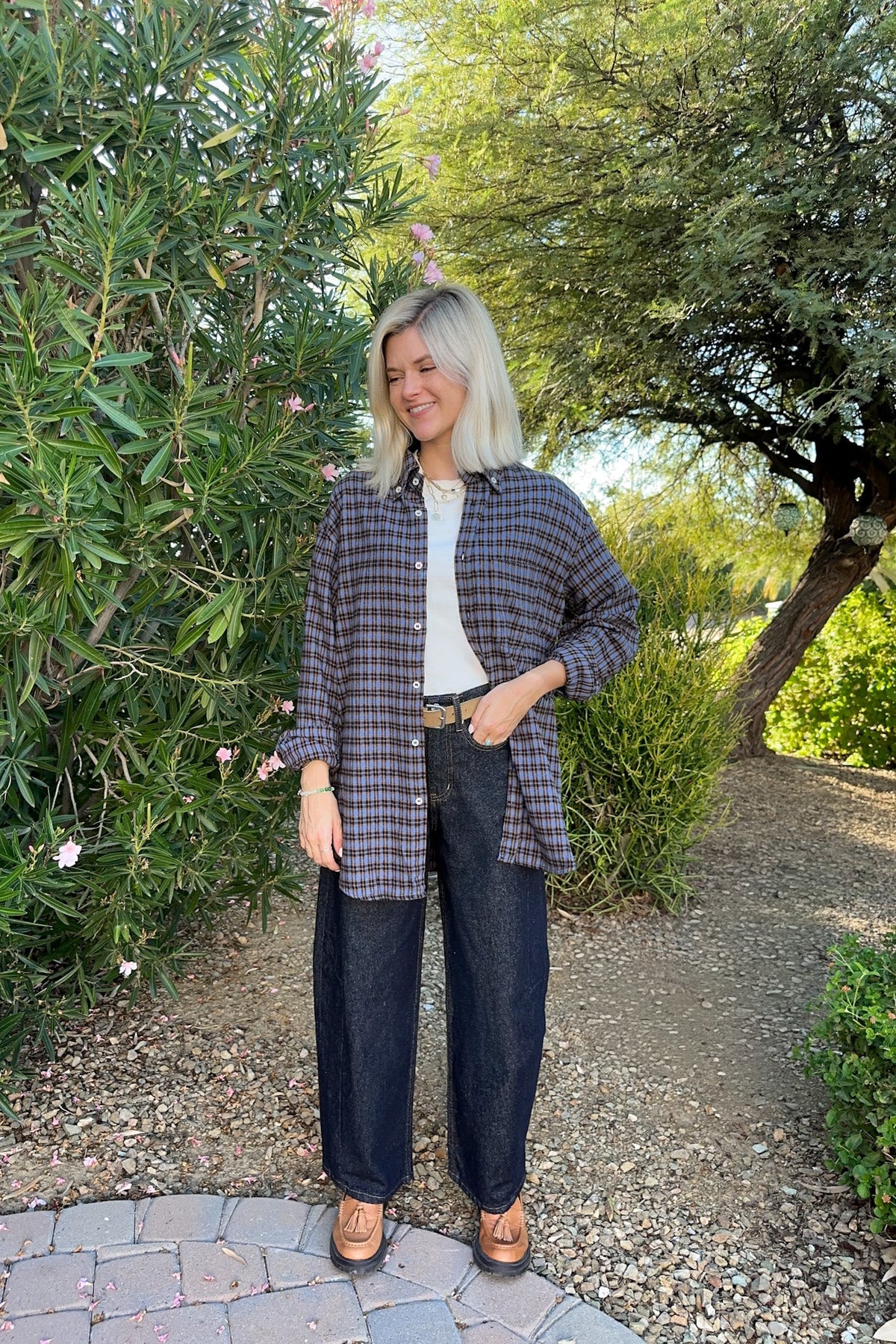 Autumn Plaid Button Down Cotton Flannel Shirt - Neutral Ground