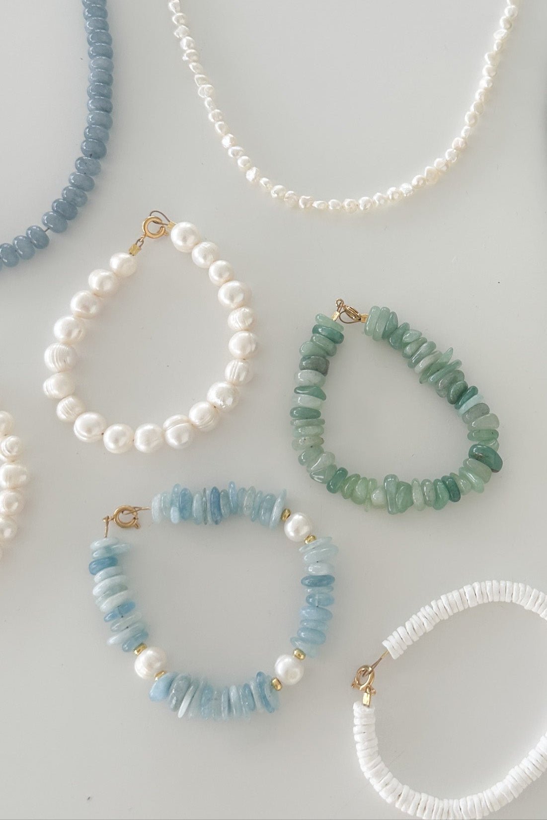 Bali Pearl & Aquamarine Beaded Bracelet - Neutral Ground