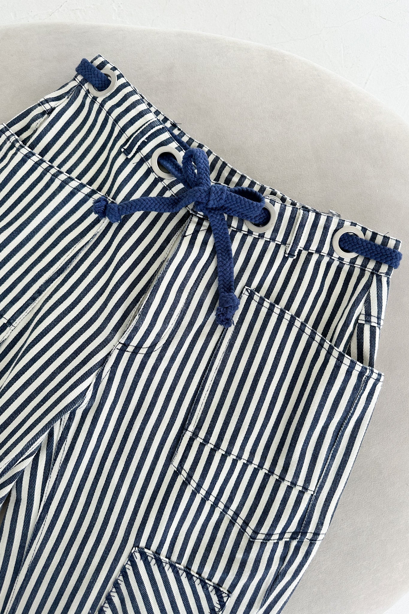 Bargo Striped Cargo Barrel Pants - Neutral Ground