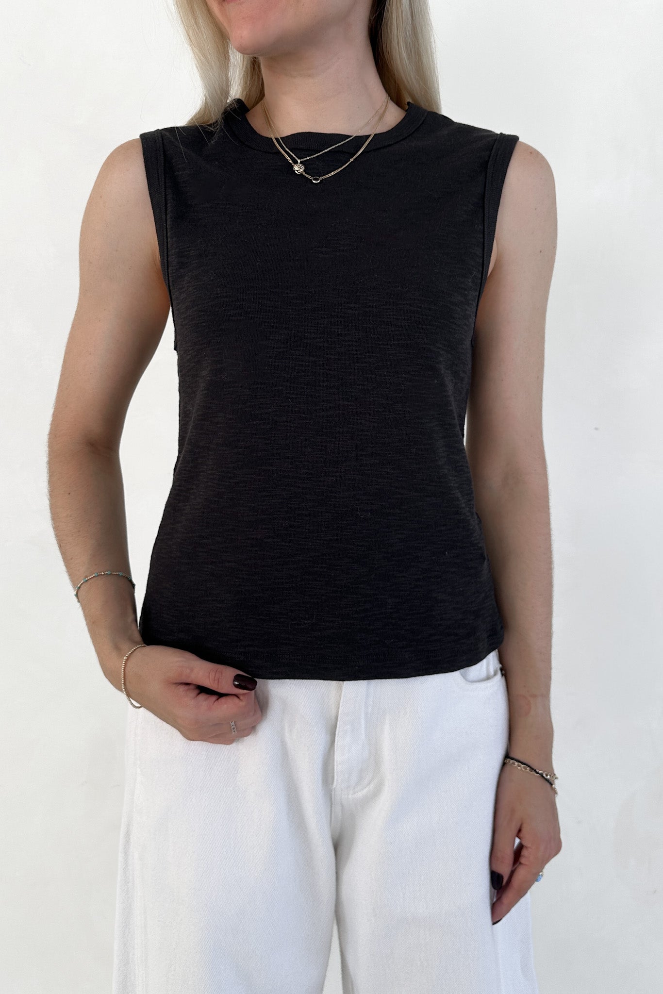 Baylor Cotton Tank Top in Black - Neutral Ground