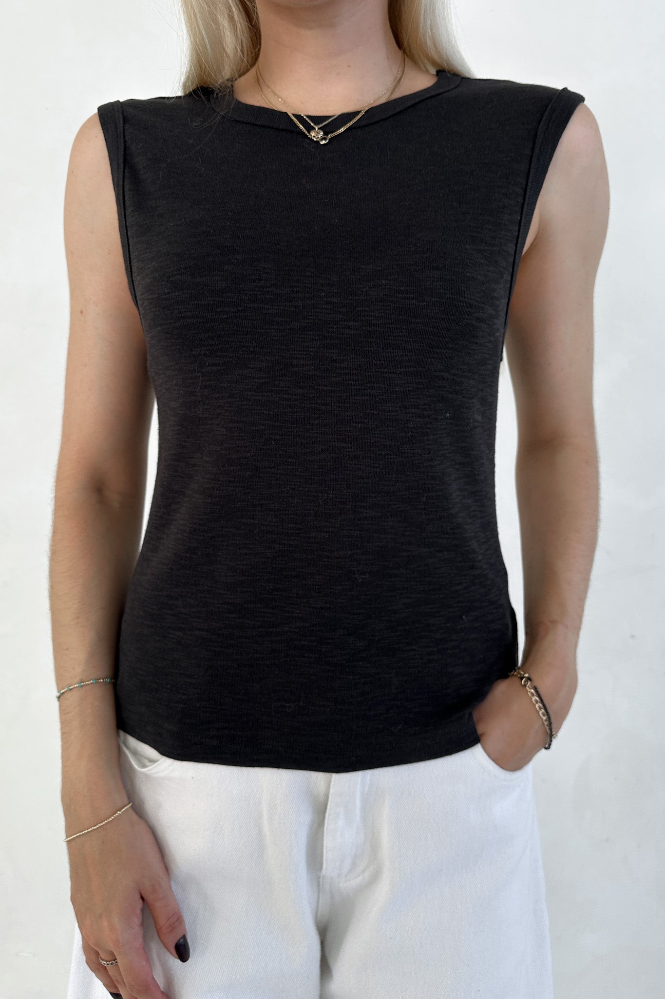 Baylor Cotton Tank Top in Black - Neutral Ground