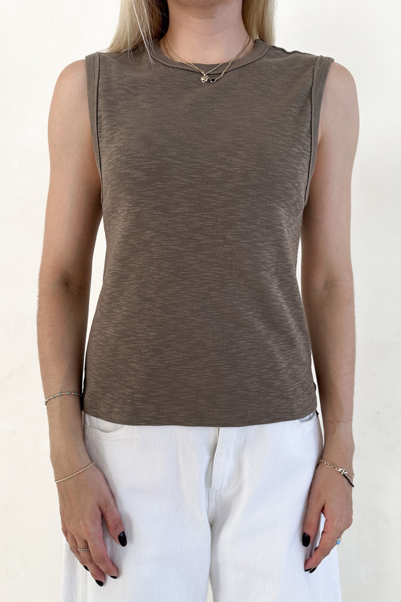 Baylor Cotton Tank Top in Olive - Neutral Ground