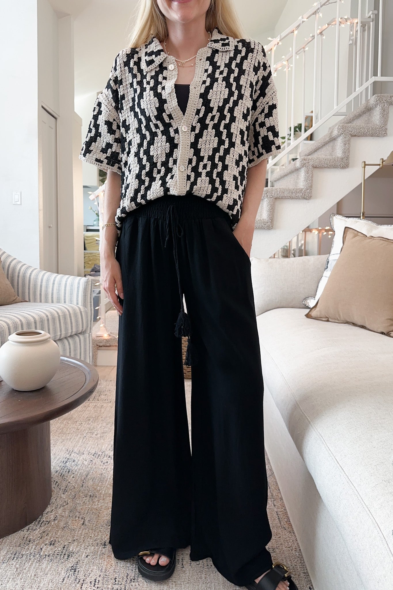 Beckham Linen Blend Pants in Black - Neutral Ground
