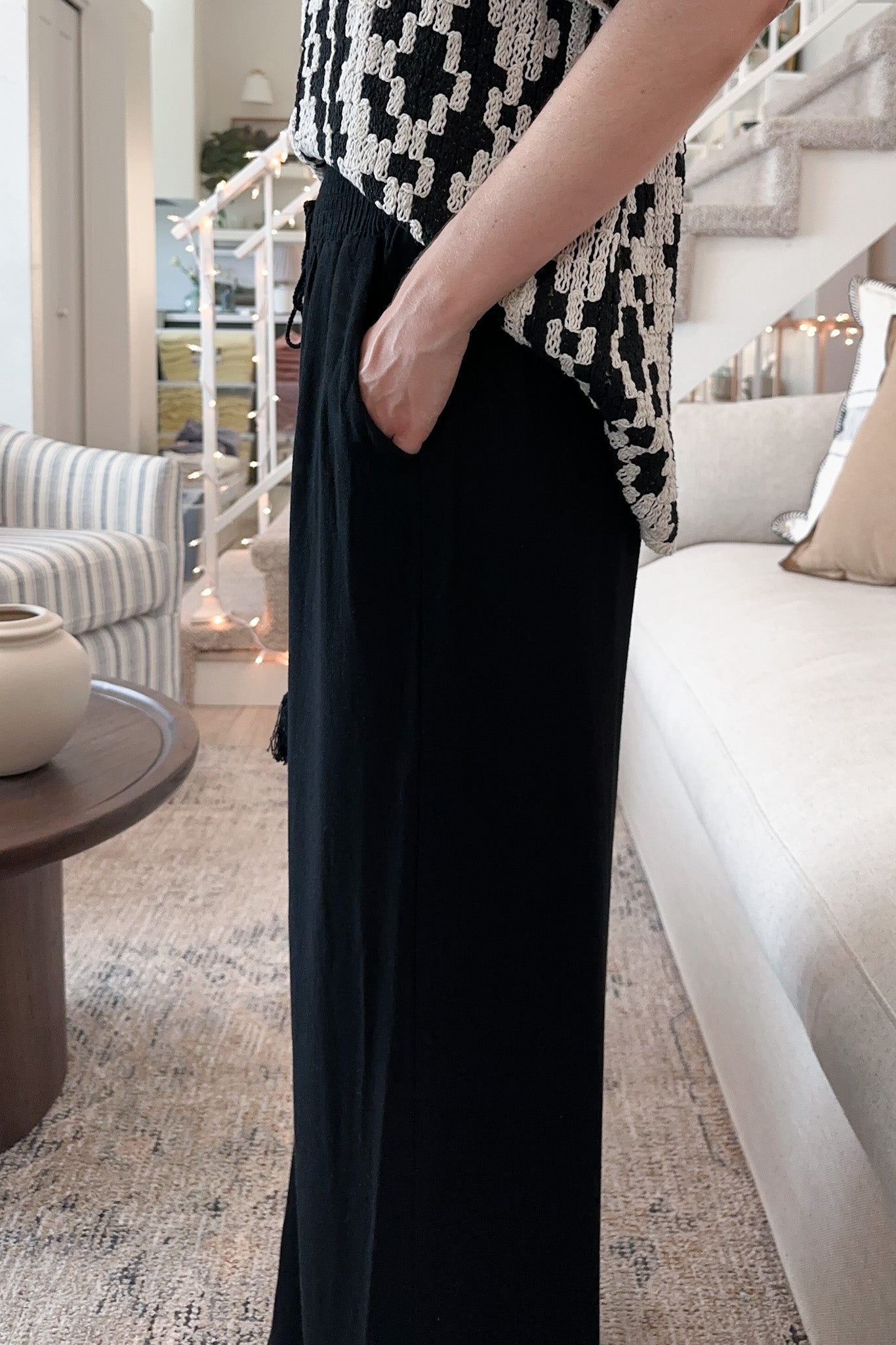 Beckham Linen Blend Pants in Black - Neutral Ground