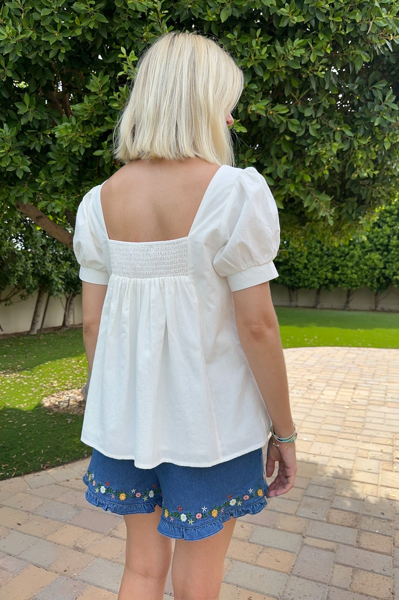 Belle Pleated 100% Cotton Blouse in White - Neutral Ground