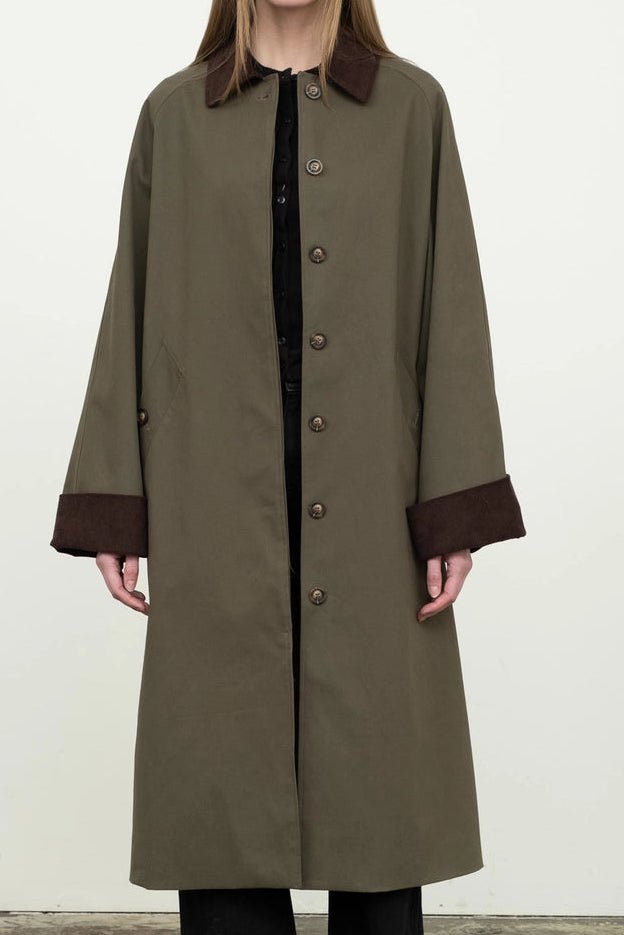 Benni Midi Button Down Trench Coat - Neutral Ground