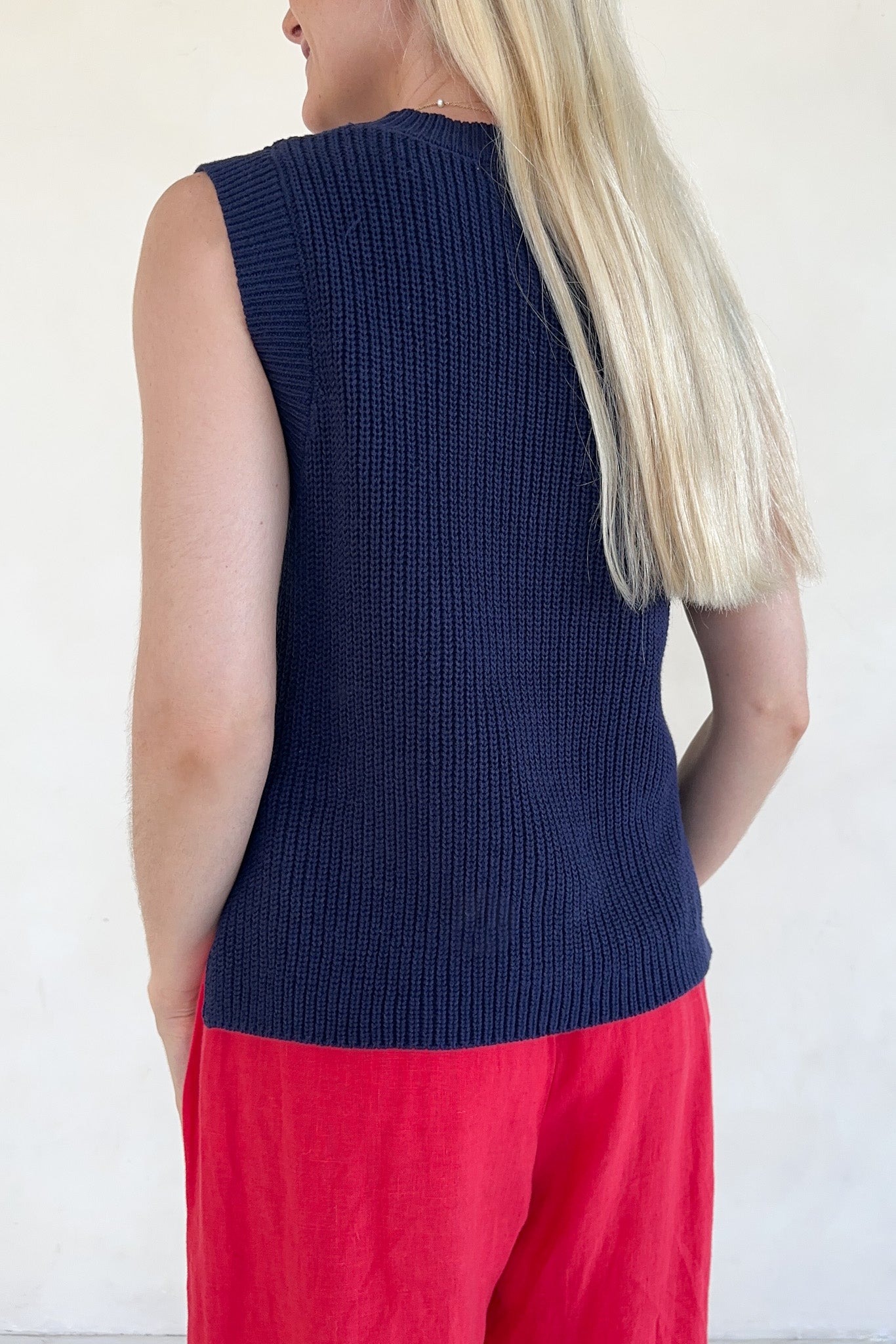 Betty Flag Print Knit Sweater Tank - Neutral Ground