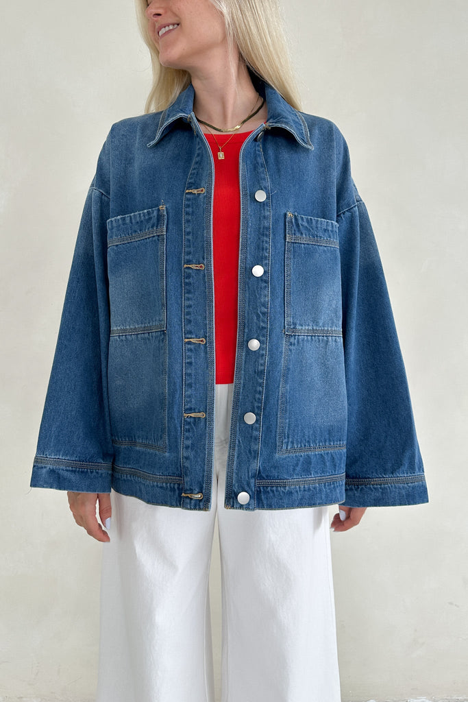 Billie Jean Tie Side Denim Jacket *Preorder* - Neutral Ground