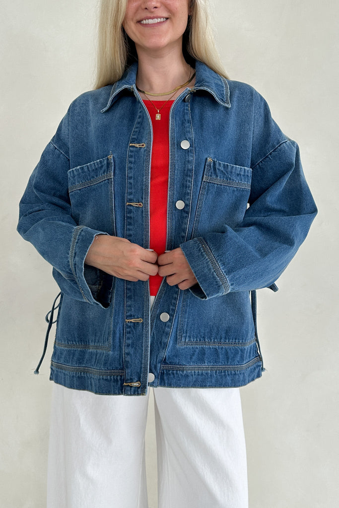 Billie Jean Tie Side Denim Jacket *Preorder* - Neutral Ground